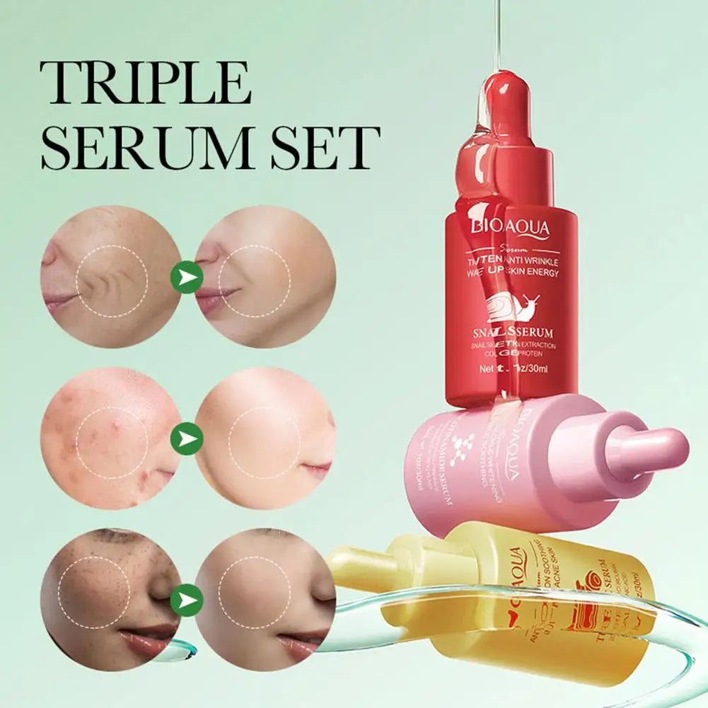 3pcs Nicotinamide Retinol Vitamin C Serum Deep Moisturizing Hydrating Shrink Pores Nourishing Facial Essence Skin Care