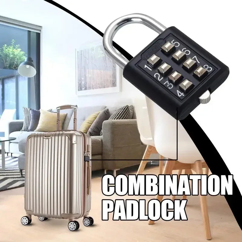 8-Digit Gym Combination Padlock (Digital Code, Compact Security Lock)